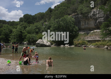 swimming Guadalupe River State Park Texas Stock Photo