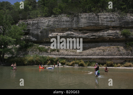 swimming Guadalupe River State Park Texas Stock Photo