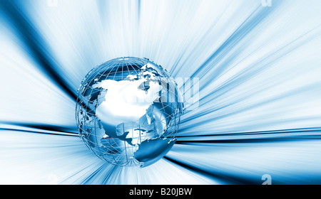 Wireframe globe on abstract background Stock Photo