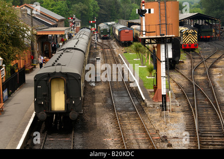steam train just come into buckfastleigh station Stock Photo
