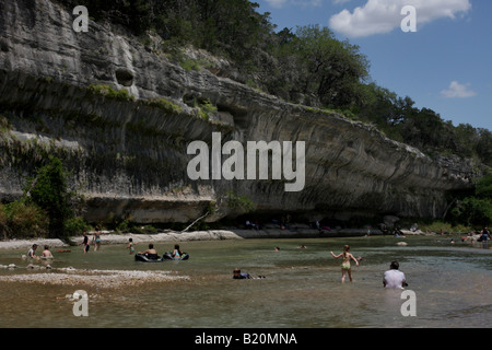 swimming Guadalupe River State Park Texas Stock Photo