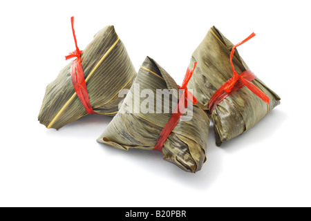 Three Chinese rice dumplings for dragon boat festival Stock Photo