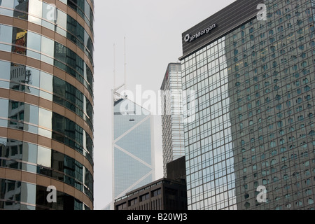 Hong Kong Financial District The Stock Exchange Bank of China JP Morgan China Stock Photo