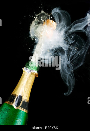 Champagne objects on black background Stock Photo