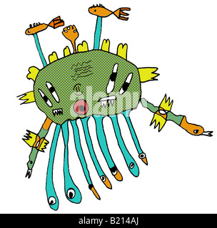 Children's style Illustration of 'Sea monster' Stock Photo