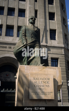 Statue of former president Salvador Allende Gossens, Plaza de la Constitucion , Santiago , Chile Stock Photo