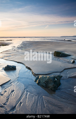 Low tide on the sandy beach at Westward Ho! Devon England Stock Photo