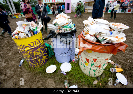 Rubbish Bins Glastonbury Festival Pilton Somerset UK Europe Stock Photo