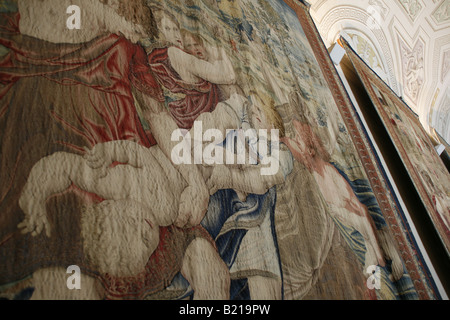 tourists in tapestry room, vatican museum, rome Stock Photo