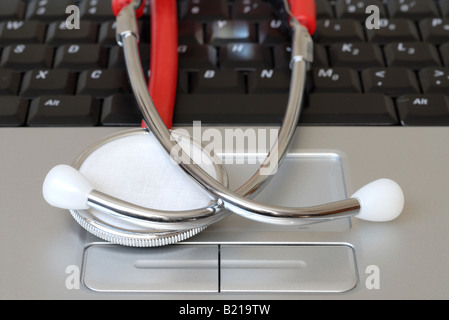 Stethoscope on Keyboard Stock Photo