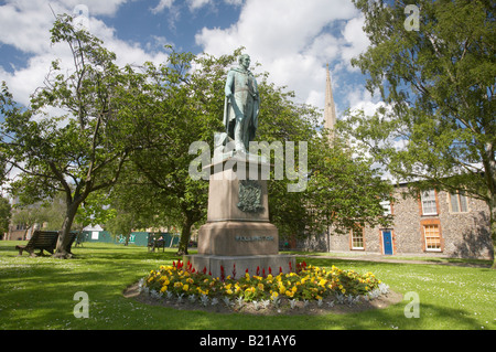 Statue of Wellington at Norwich Cathedral on a bright summer s day Stock Photo