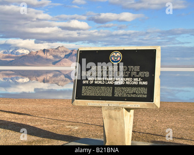 Utah Bonneville Salt Flats covered with water in winter Stock Photo