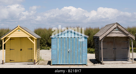 Colourful beach huts on south coast england Stock Photo