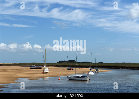 wells next the sea boats yachts peaceful low tide estuary silt Stock Photo