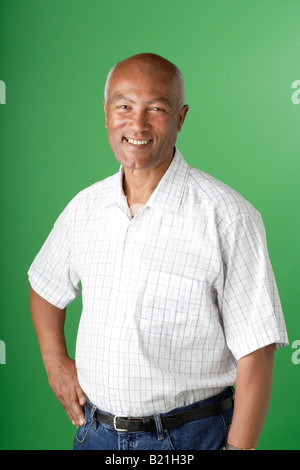 Man in shirt and jeans Stock Photo