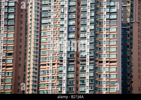 Multistorey high rise skyscraper apartment blocks of flats in central Hong Kong China Stock Photo