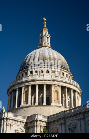 The 355 foot dome of St Paul’s Cathedral taken from the south east side.  Early summer’s morning, London, England. Stock Photo