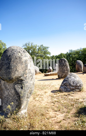 Stone circle, The Almendres Cromlech, Evora, Portugal Stock Photo