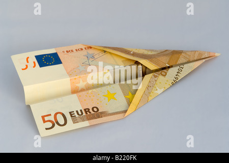 50 euro bank note as aircraft Stock Photo