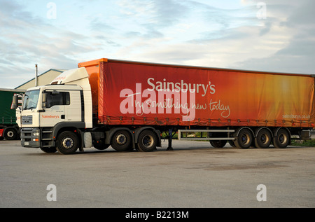 Sainsbury s truck MAN TGA tractor unit and curtainsided trailer Stock ...