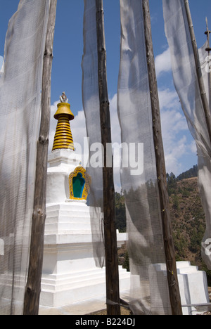 Chorten on Cheli La (pass), Dentak Road, from Haa Valley to Paro, Bhutan Stock Photo