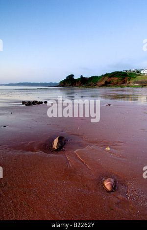 Just before dawn on the foreshore at Goodrington Sands in South Devon Stock Photo