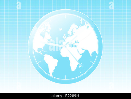Vector illustration of a conceptual global world clock background Stock Photo