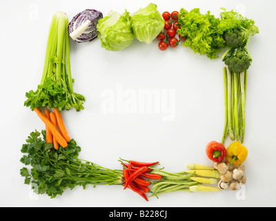 fresh food arrange in the rectangular Stock Photo