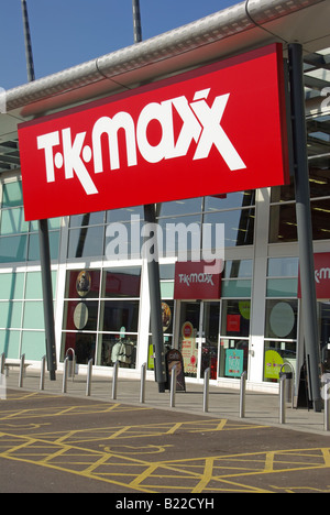TK Maxx store front on a retail park in Essex Stock Photo