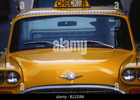 Checker cab on street NYC Stock Photo