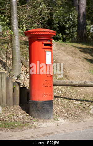 Red post box at center parcs, in Wiltshire, England UK Stock Photo