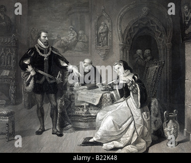 The signing of the death warrant of Lady Jane Grey Stock Photo