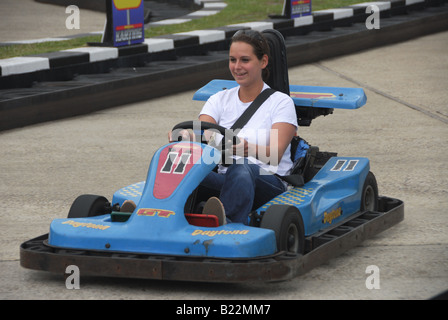 Adventure Island Southend on Sea Girl in Go Cart Stock Photo