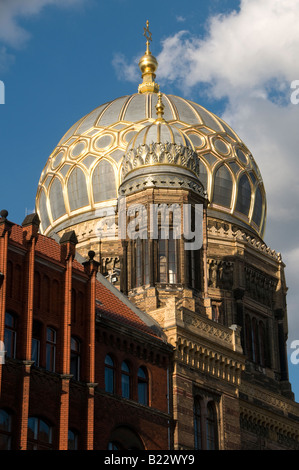 The mid-19th century Neue Synagoge New Jewish synagogue decorated with distinct Moorish style located on Oranienburger street in Berlin Germany Stock Photo