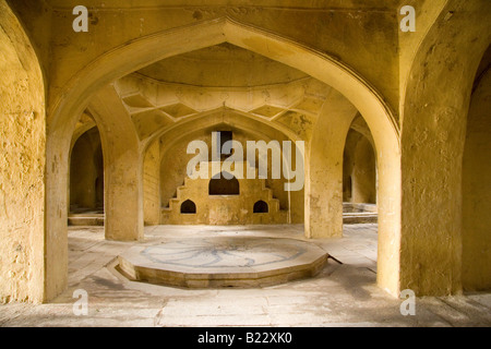 The mortuary chamber within the complex holding the tombs of the Qutb Shahi Kings. Here the bodies were prepared for burial. Stock Photo