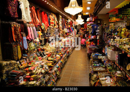 Crowded stall, Stanley market, Hong Kong Island, China Stock Photo