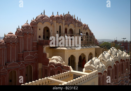 The Hawa Mahal (Palace of the Winds) is a major landmark in the Indian city of Jaipur. Stock Photo