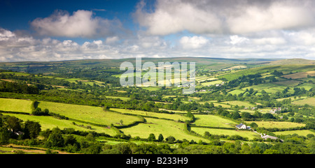 Rolling countryside around Widecombe in the Moor Dartmoor National Park Devon England Stock Photo