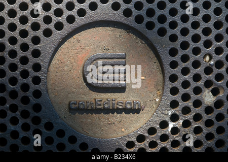 Close up Con Edison manhole cover Stock Photo