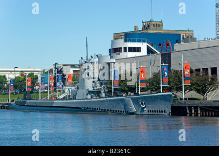 USS Cobia World War II submarine on display at Wisconsin Maritime Museum Manitowoc Wisconsin Stock Photo