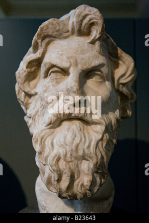 Marble bust of Epikouros (Greek philosopher: 342/1-271/0 BC) founder of the  Epicurean School of philosophy. British Museum, Bloomsbury, London, Englan  Stock Photo - Alamy