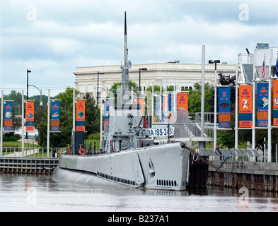 USS Cobia World War II submarine on display at Wisconsin Maritime Museum Manitowoc Wisconsin Stock Photo