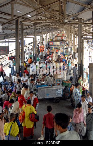 High angle view of people at railway platform New Delhi India Stock Photo