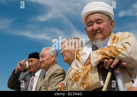 Elderly native Kazakhs in Kazakhstan Stock Photo