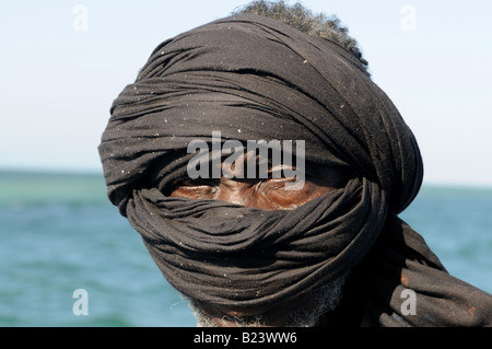 Portrait of a Imraguen fisherman in the Banc d Arguin Western Africa Mauritania Africa Stock Photo