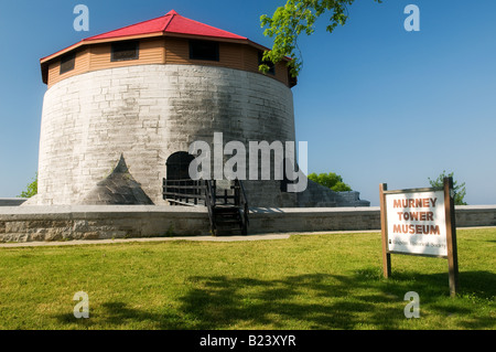 Murney Martello tower was built in 1846 as part of the defences of Kingston Ontario Canada to protect against attack from the US Stock Photo