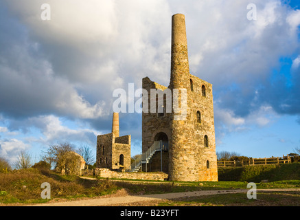 Dramatic sky over the engine houses at Wheal Peevor Cornwall UK Stock Photo