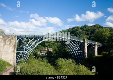 Ironbridge Bridge over River Severn in late evening summer light Shropshire England United Kingdom GB Great Britain British Isle Stock Photo