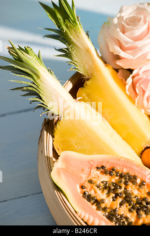 Papaya and pineapple Stock Photo
