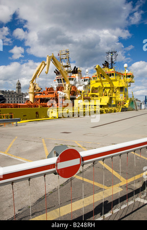 Supply Vessels Aberdeen City Harbour, Scotland uk Stock Photo